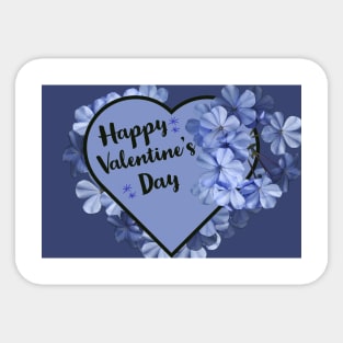 Happy Valentine's Day with Purple Heart and Flowers Sticker